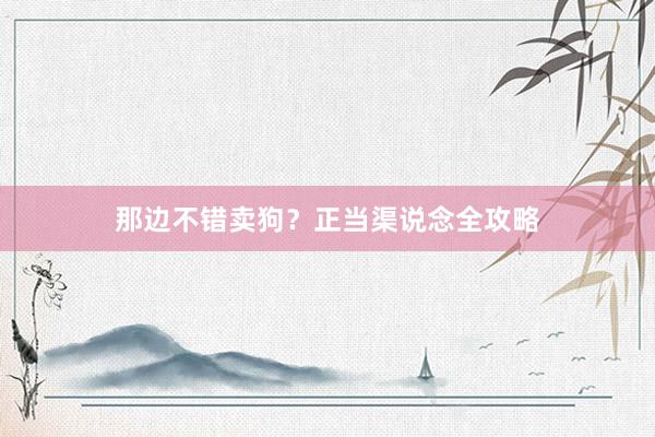 那边不错卖狗？正当渠说念全攻略